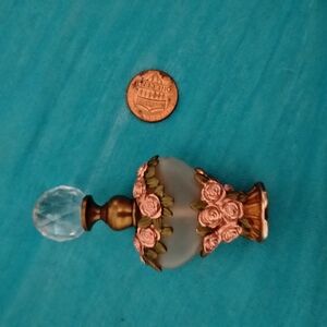 Vintage Perfume Bottle with Pink Roses